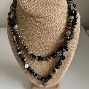 Hipchik Black and Gray Beaded Necklace